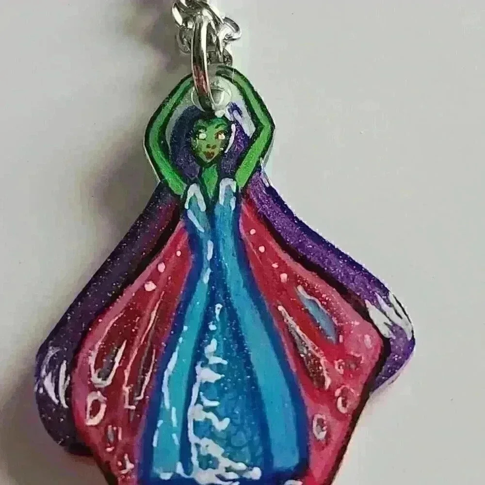 Pink butterfly fairy handmade unique fairycore holographic pendant necklace - Picture 6 of 11